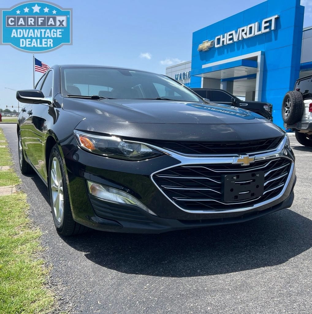 2020 Chevrolet Malibu LT in Mosaic Black Metallic — front three-quarter view